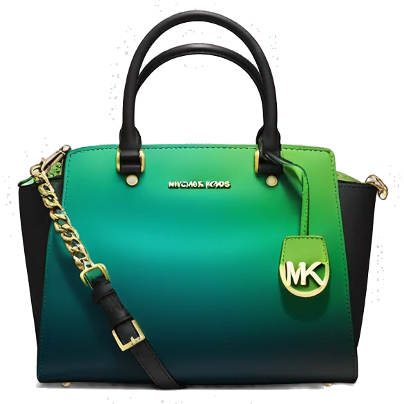 Realistic isolated black,dark teal,lime green,black and emerald green ombre Michael kors satchel purse.  emoji