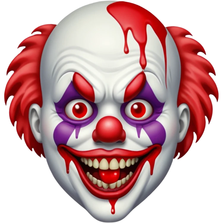 Scary clown with blood in mouth emoji
