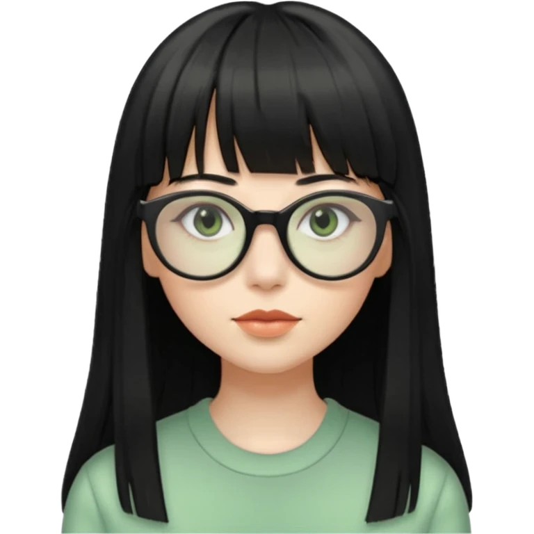 oculos, cabelo preto e longo e com franja reta, mulher e zumbi verde emoji