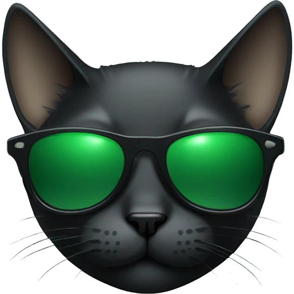 Black cat wearing green sunglasses emoji