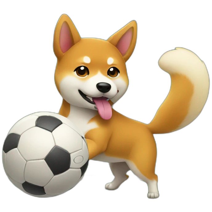 Shiba inu playing football emoji