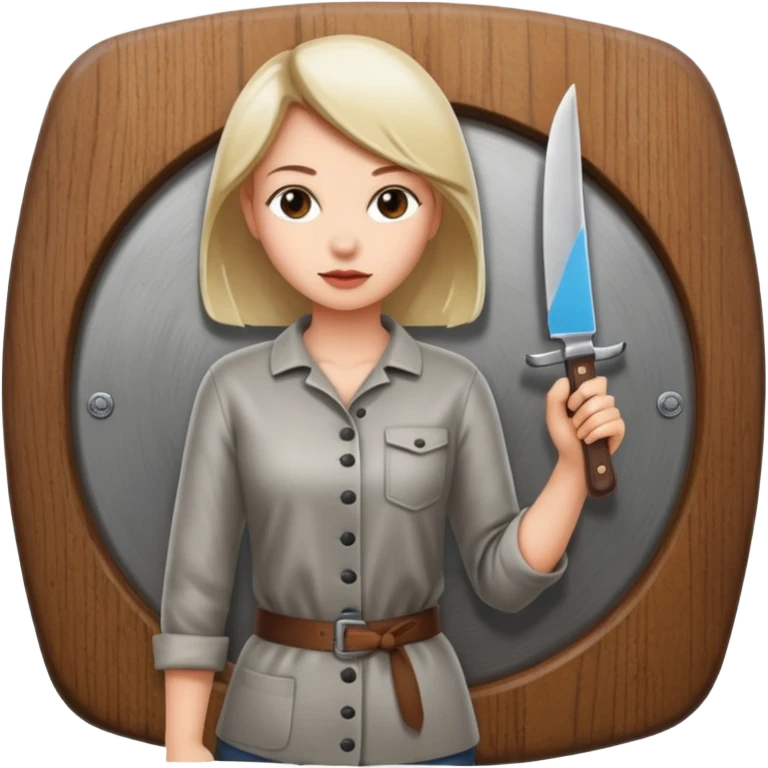 Women standing with a knife behind their back emoji