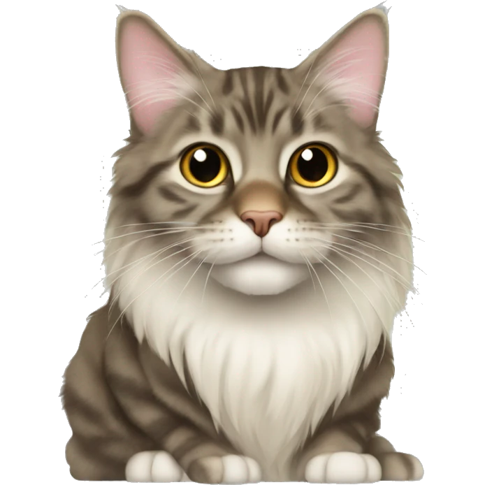 American-bobtail cat, long fur emoji