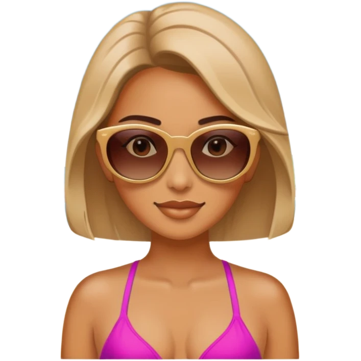 Woman with sunglasses on beach emoji