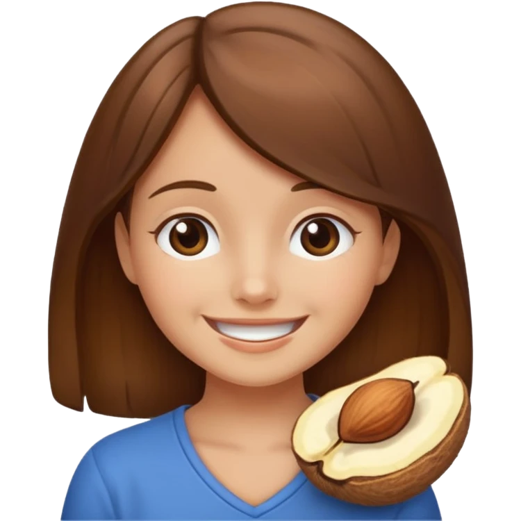 brown haired girl on a cheatnut hporse smiling' emoji