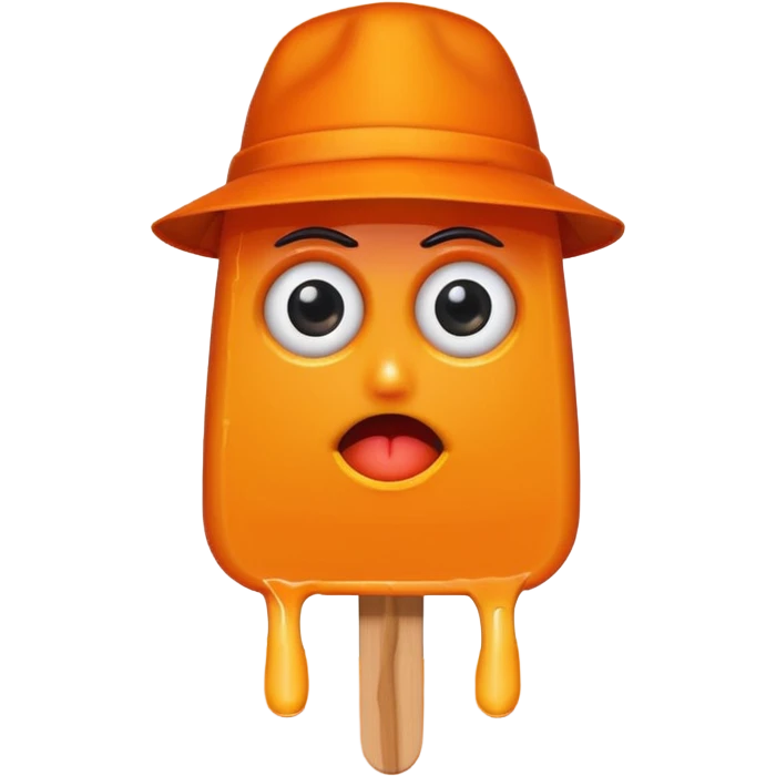 orange popsicle with eyes and hat emoji