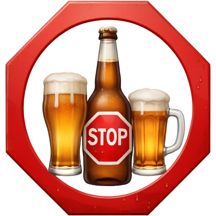 stop sign with beer or alcohol bottle behind it emoji