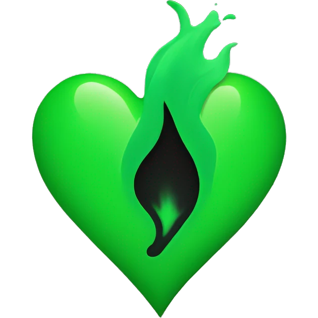 Black flame green Heart emoji