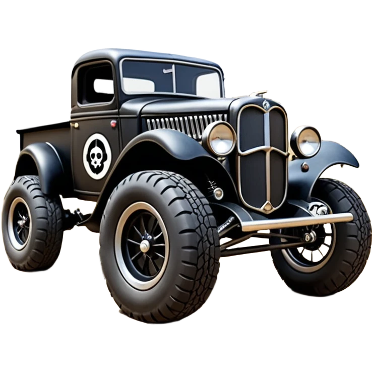 1:10 off-road lcg short wheelbase jumping Basher CatWoman’s 1934 blackened tarnished Darth Vader hotrod ford jaguar rc pickup (extra wide low-profile rock climbing tires without fenders) emoji
