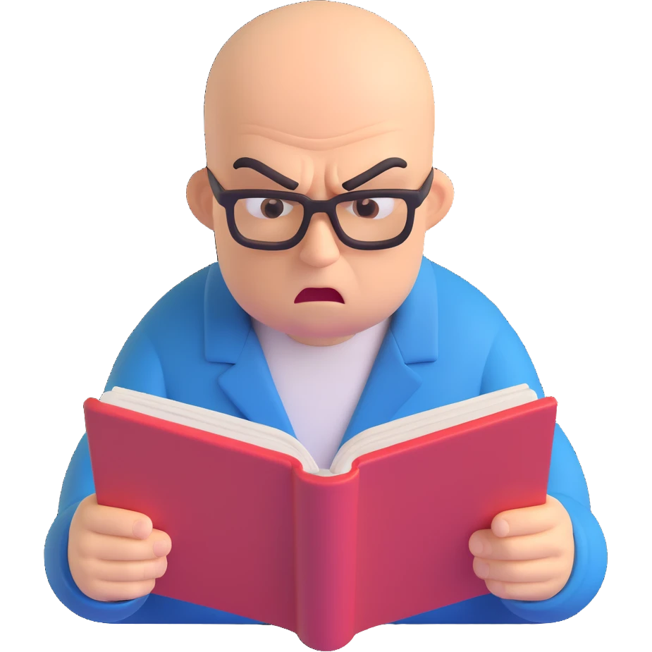 Angry bald man reading emoji