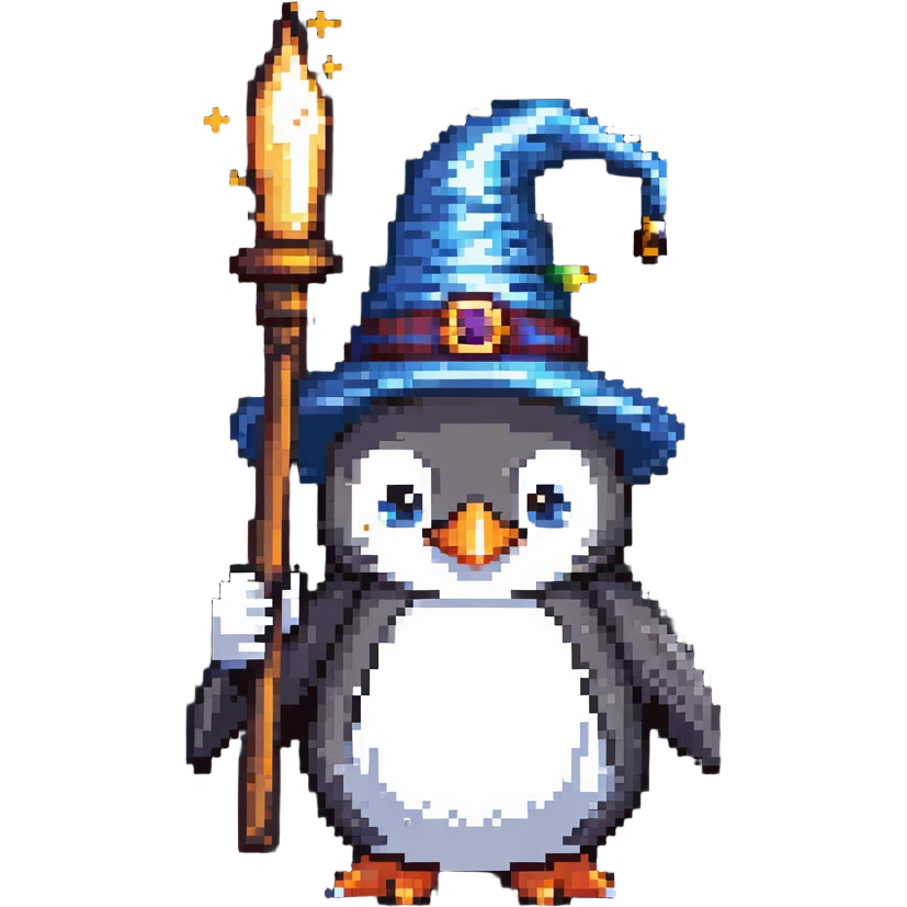 penguin wizard with magical powers emoji