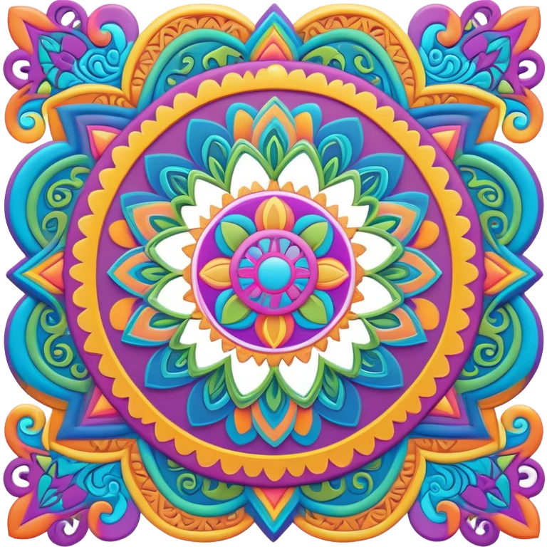 3D, psychedelic vibrantly colored hippie style border emoji
