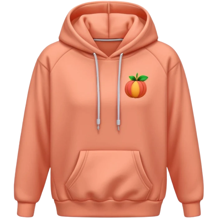 A 3D cartoon peach-coral hoodie with soft folds, drawstrings, and a casual fit, isolated plain background. emoji