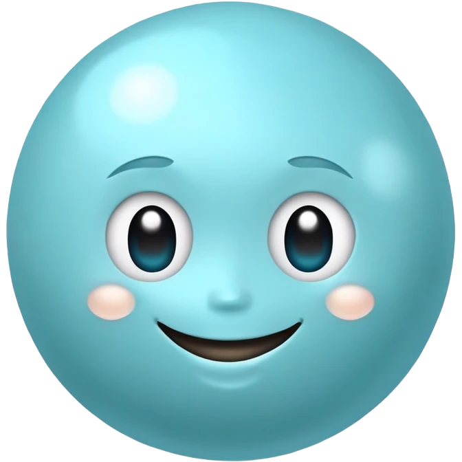 Uranus planet with pale blue surface, rings, and a cute smiling face emoji