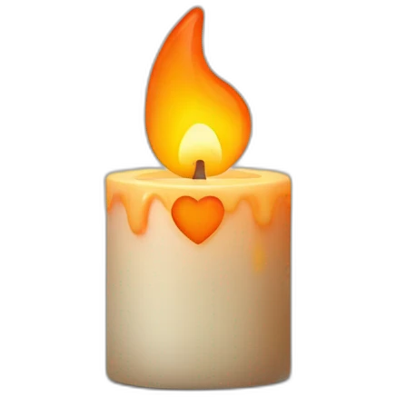 candle with an orange heart in place of the flame emoji