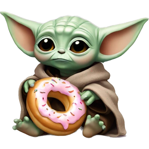 baby yoda with donut emoji