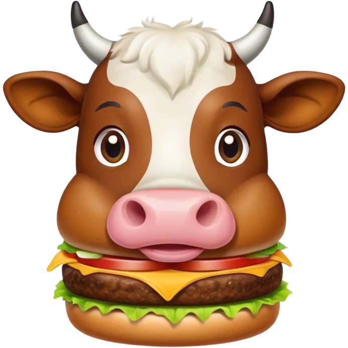 cow eating vegan burger emoji