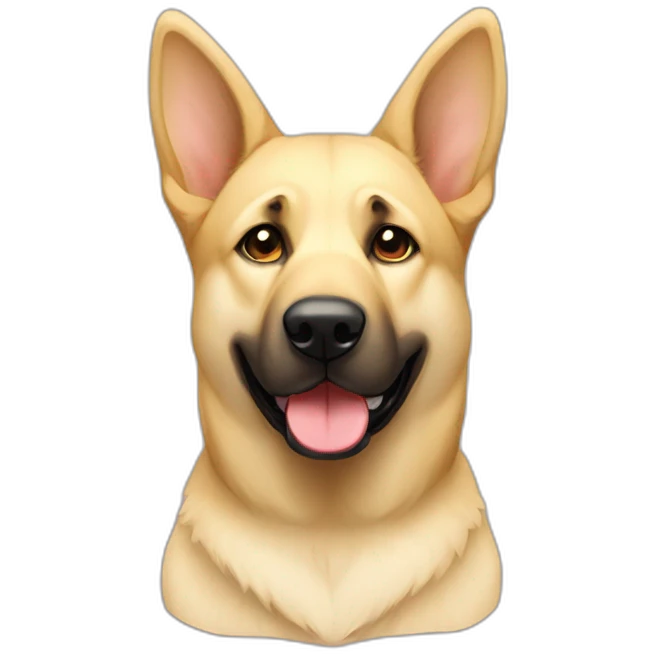 Light yellow lab German shepherd stand up ears mutt chubby emoji
