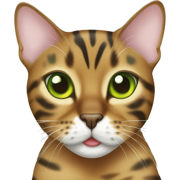 green-eyed bengal cat with a yellow small bow emoji