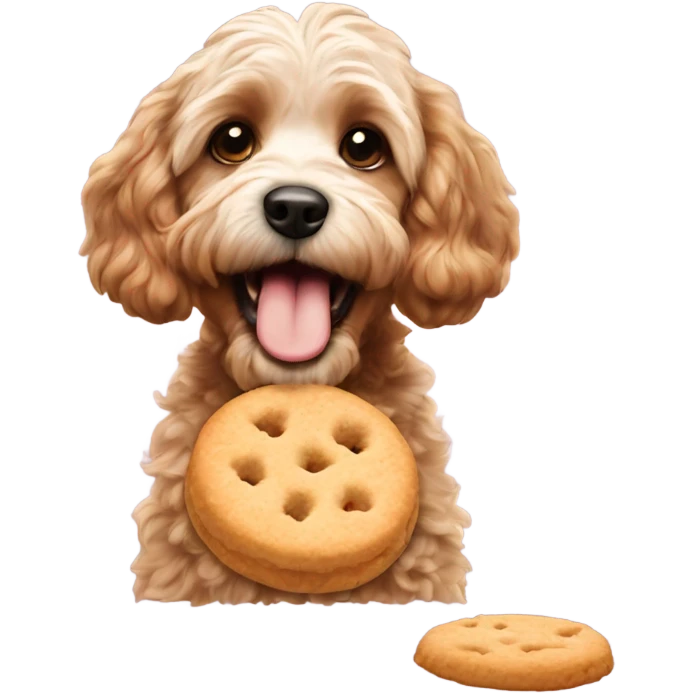 Cockapoo eating a biscuit emoji