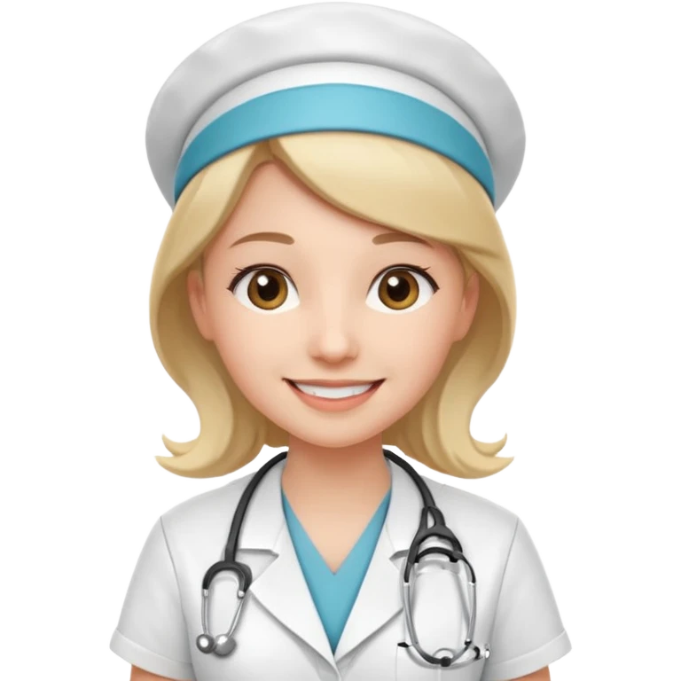 smiling nurse, simple style, white uniform, stethoscope emoji