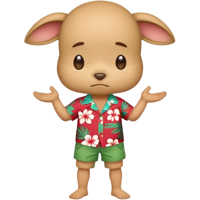 Grogu wearing hawaiian clothesbowing emoji
