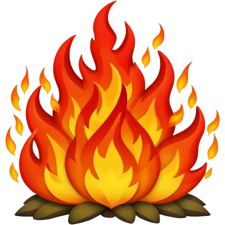 bush with red and orange fire flames emoji