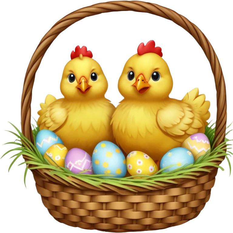 Norway Easter chickens with eggs in baskets emoji