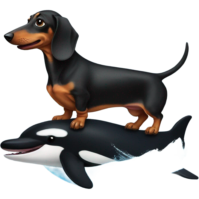 dachshund riding an orca emoji