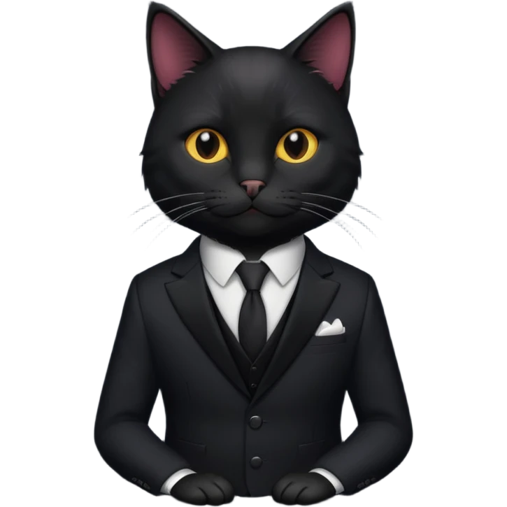 real cat black siting with a suit on emoji