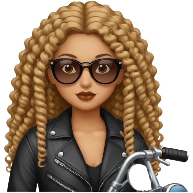 Biker Gang with Sunglasses,girl, long curly hair, sunglasses emoji
