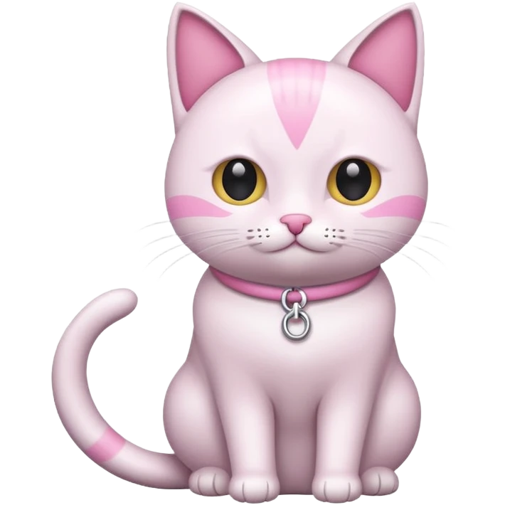 Un gato blanco con un listón rosa emoji
