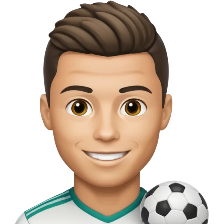 Cristiano Ronaldo emoji with football, smiling, recognizable hairstyle emoji