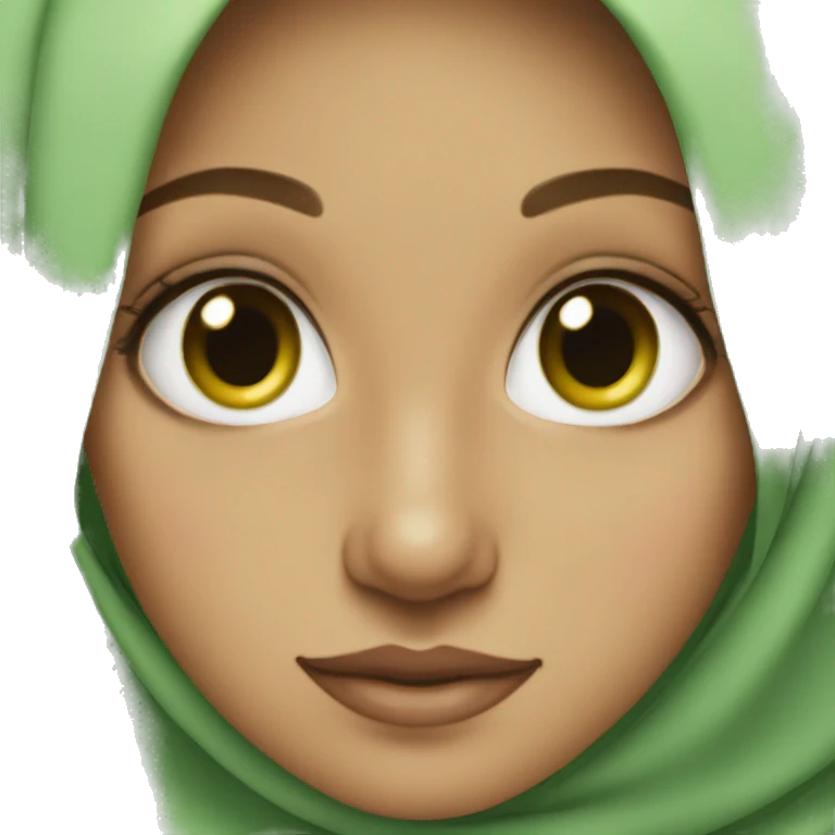 A hijabi girl with green eyes and freckles  emoji