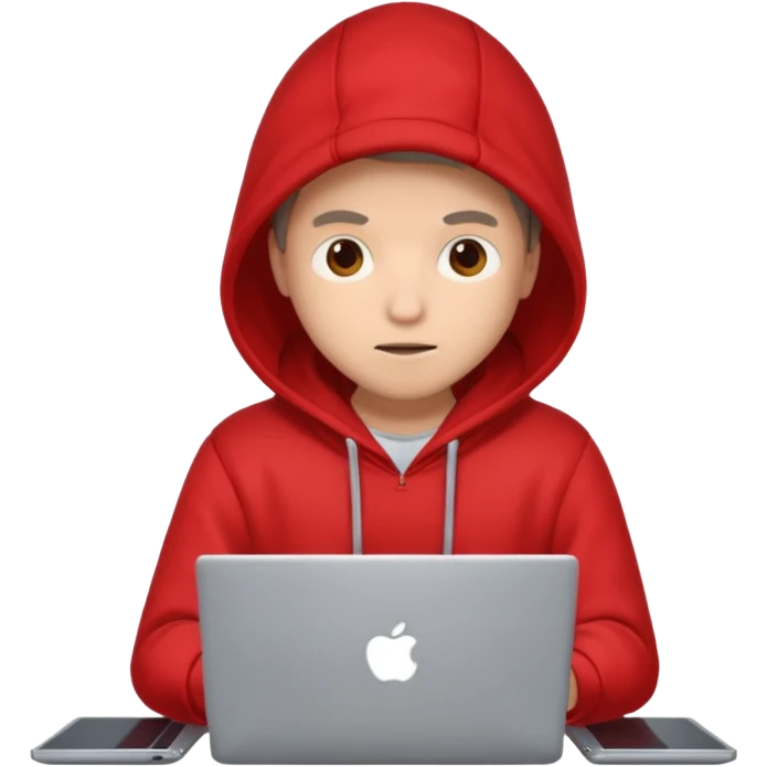 hacker with red hudi and with laptop  emoji