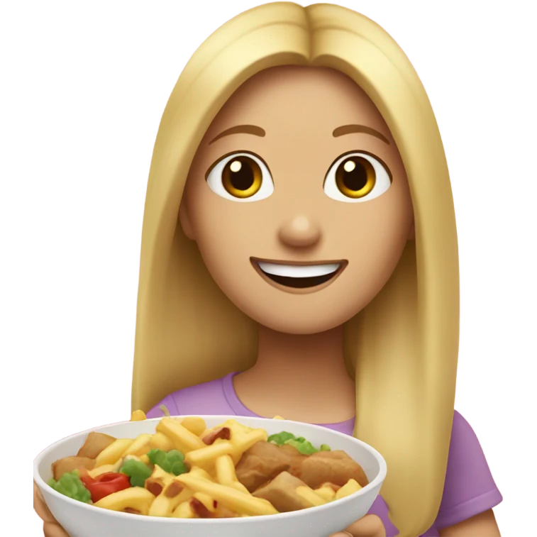  Blonde long hair girl eating big meal  emoji