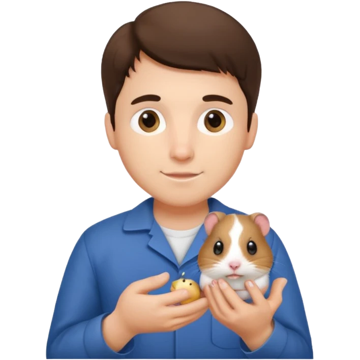 a brunette man vet holding a hamster emoji
