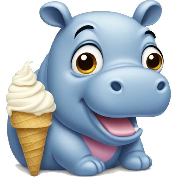little hippo eats ice cream emoji