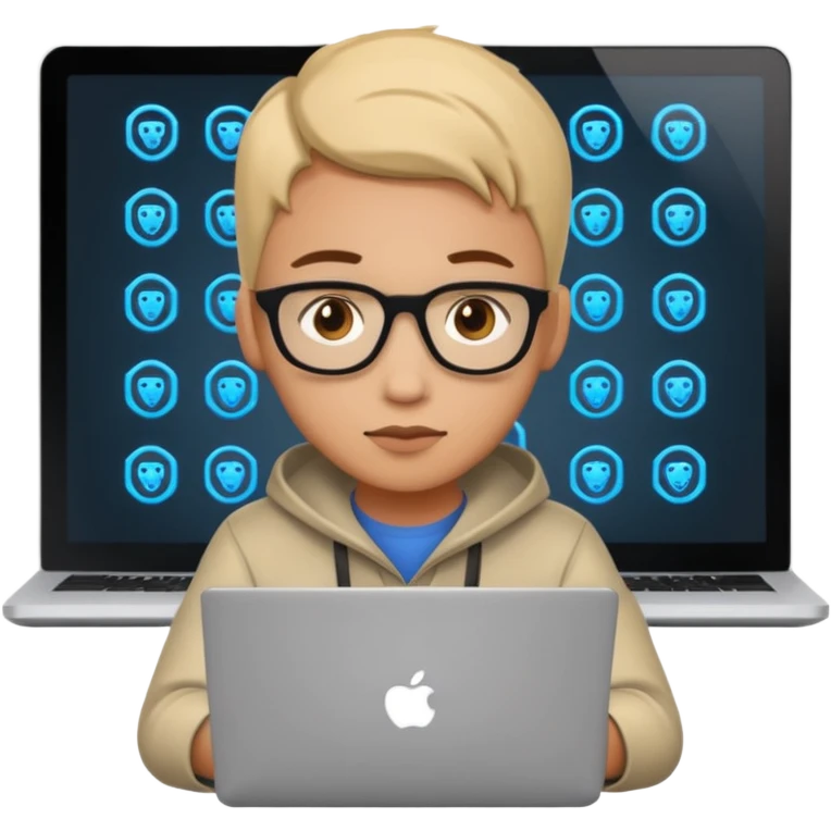 web developer with laptop and code symbols emoji