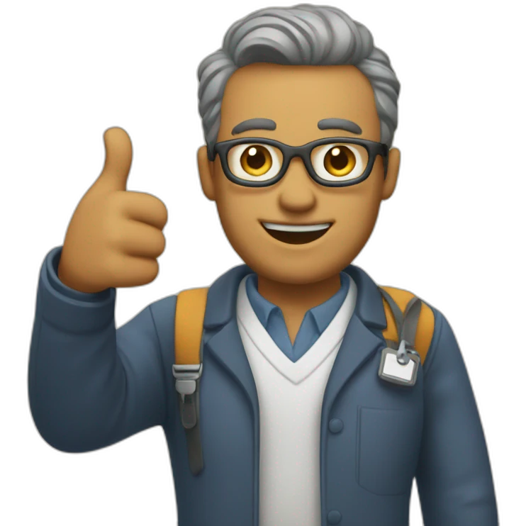 the teacher gives a thumbs up emoji