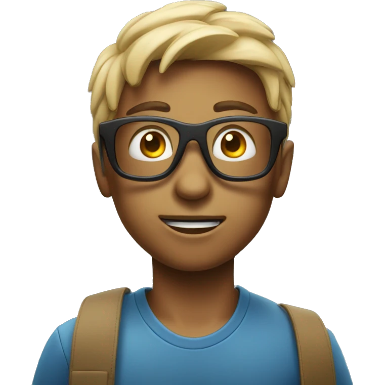Boy Watching movie wearing 3d glasses emoji