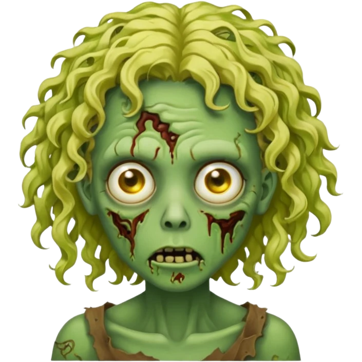 Uma zumbi verde de cabelo loiro cacheado  emoji