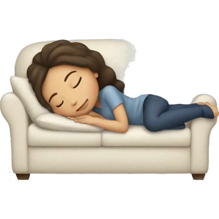 brunette girl sleeping on the sofa emoji