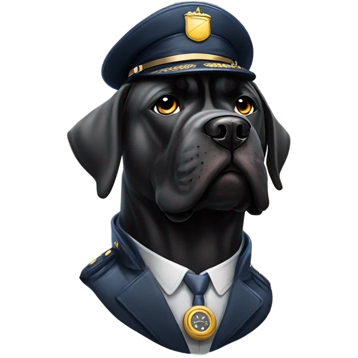 A Cane Corso dressed as an airplane pilot. emoji
