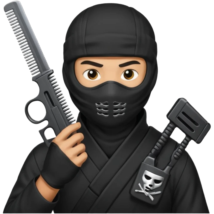 Créame este emoji 🥷🏾 con una glook y peine estendido en la mano  emoji