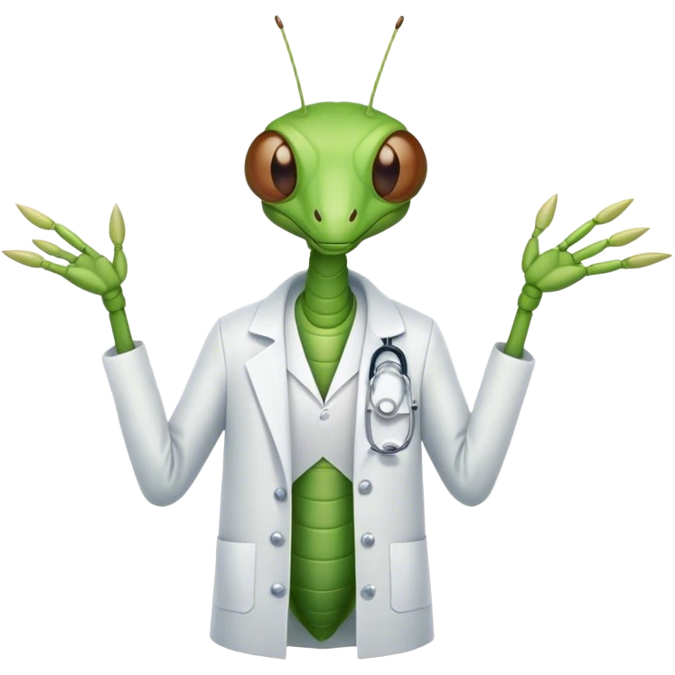 mantis with a lab coat  emoji