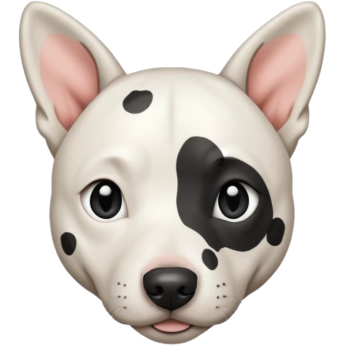 White cattle dog pitbull mix with floppy ears and subtle black spots  emoji