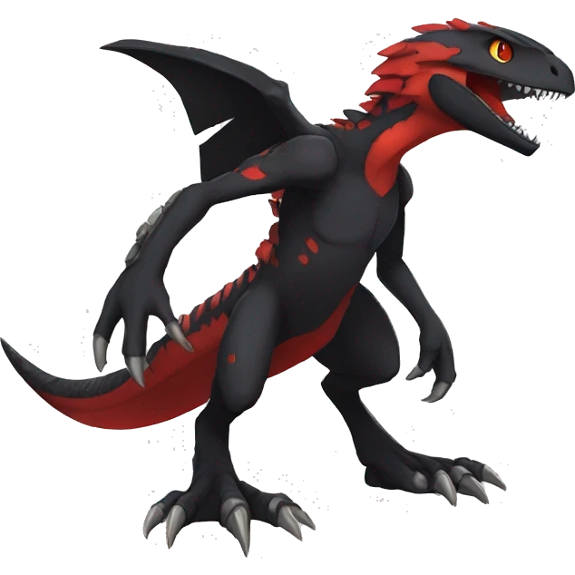  Cool Edgy Black Red Digimon-Fakemon-Raptor-Reptile full body emoji