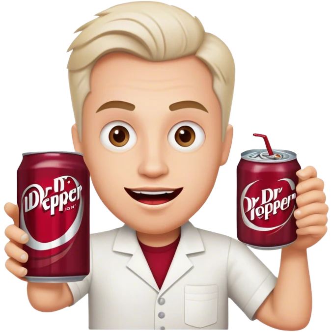 A crazy Caucasian with Dr Pepper emoji
