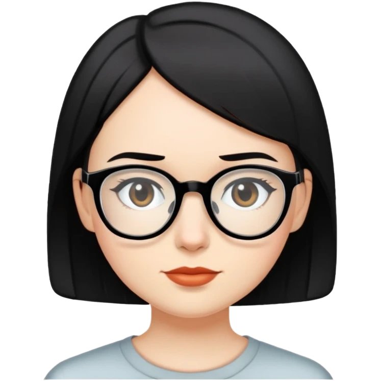 a white girl with short  black hair wearing thin frame glasses emoji
